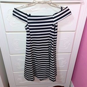 Black and white stripped dress mid length